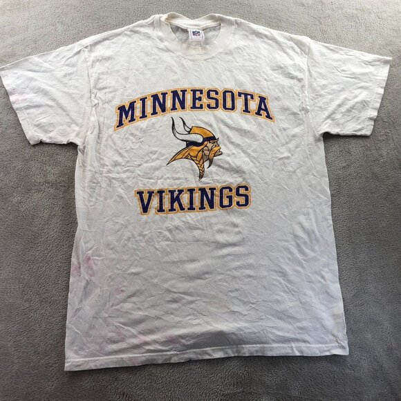 NFL Mens Minnesota Vikings T-Shirt Large Short Sleeve White Graphic Tee Sports - Picture 9 of 10